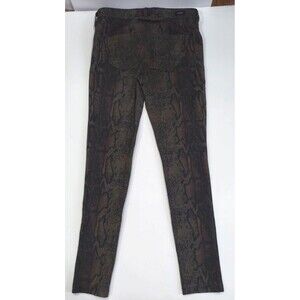Snake Skin Pattern Slim Fit Pants Trousers Skinny Green & Black Women's Size 4
